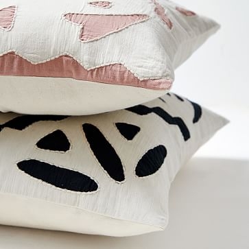 Barcela Reverse Applique Pillow Cover, 20"x20", Black Stone, Set of 2 - Image 2