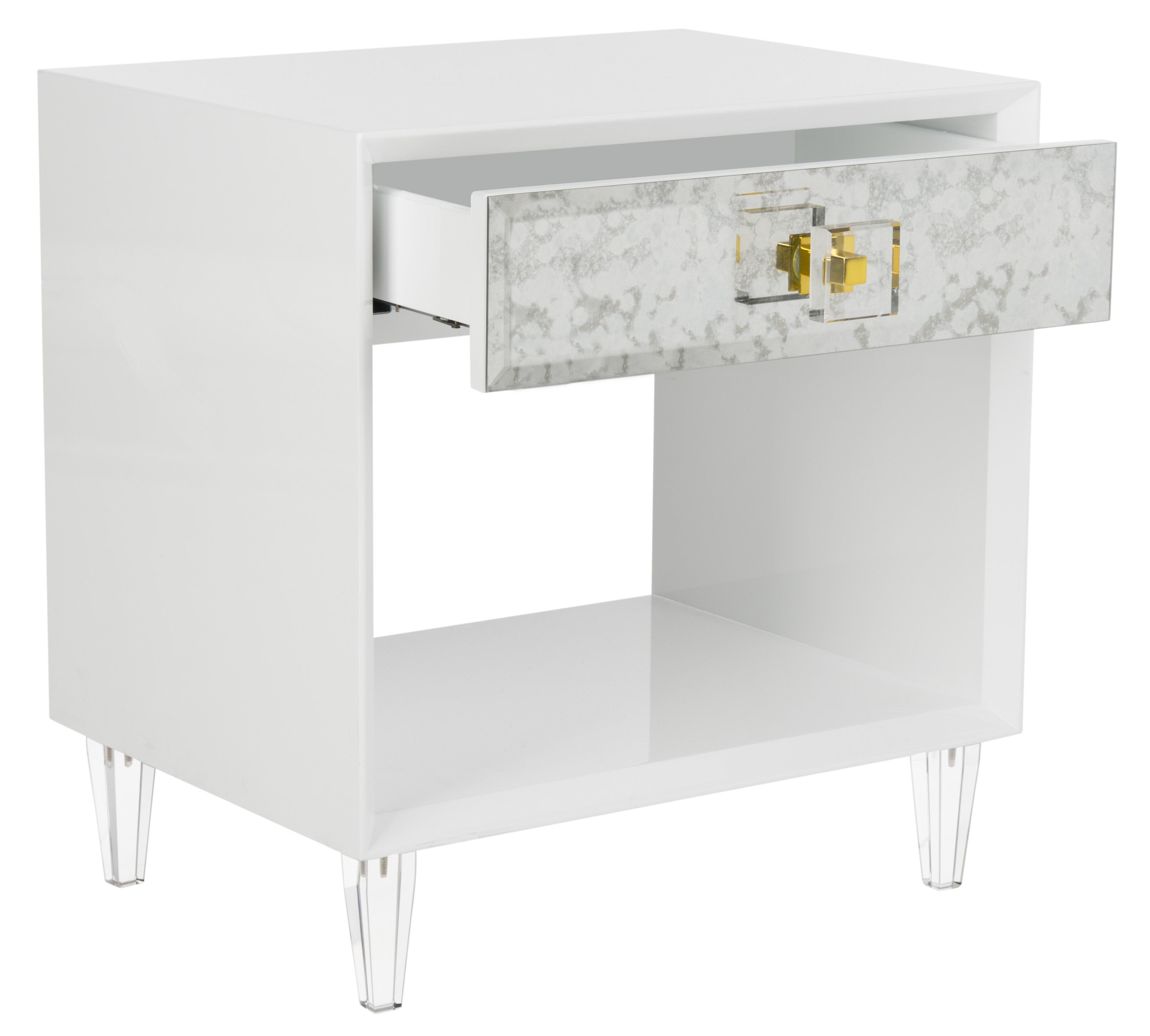 Arcelia Acrylic Eglomise Side Table - White - Arlo Home - Image 1