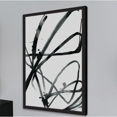 'Black Strokes' Framed Watercolor Painting Print on Paper - Image 0