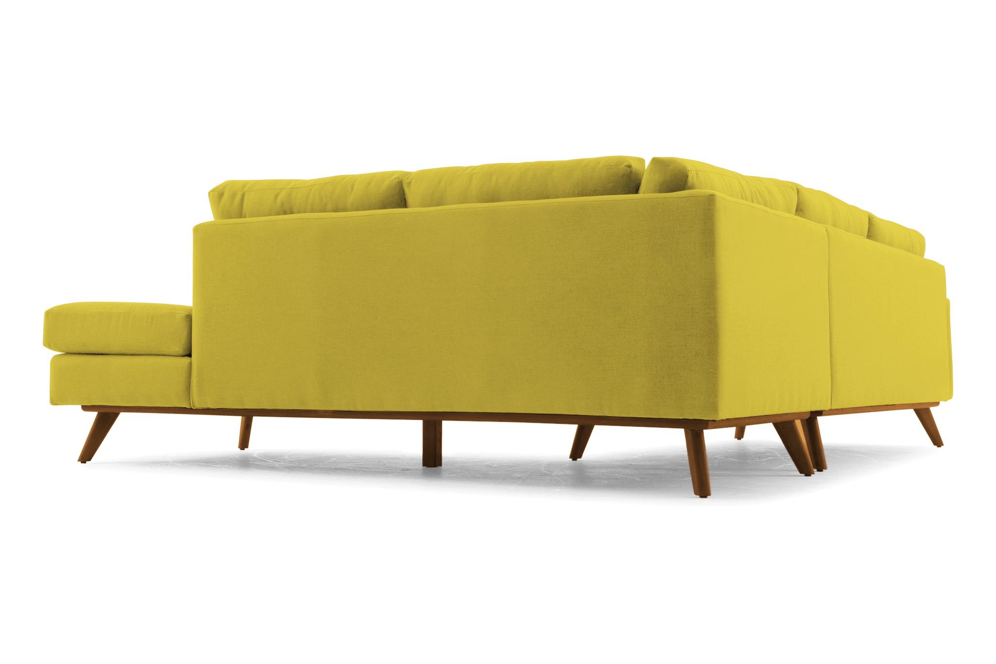 Yellow Hopson Mid Century Modern Sectional with Bumper - Bloke Goldenrod - Mocha - Right  - Image 3