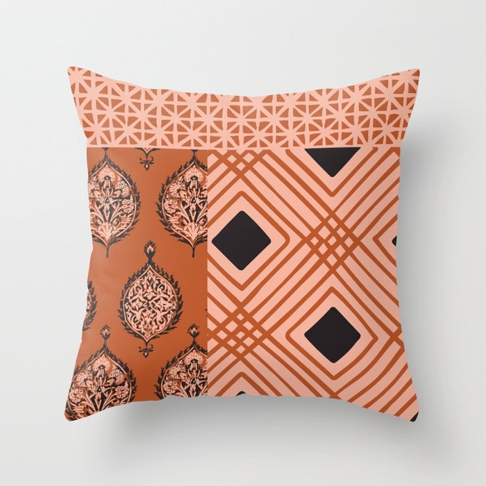 Pompeii In Rust Couch Throw Pillow by Becky Bailey - Cover (24" x 24") with pillow insert - Indoor Pillow - Image 0