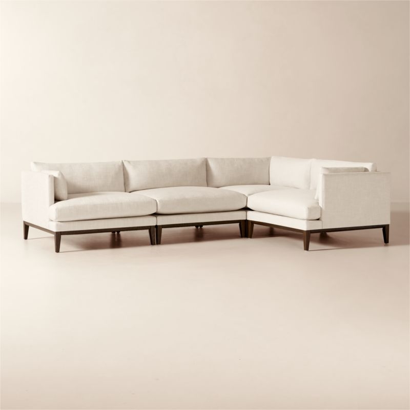 Mona 4-Piece L-Shaped Off-White Performance Linen Sectional Sofa - Image 4