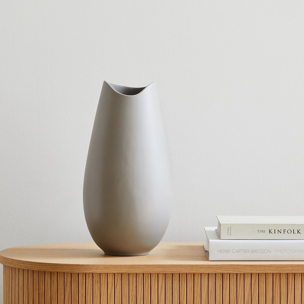 Organic Ceramic Vases, Large Vase, Gray, Ceramic - Image 0