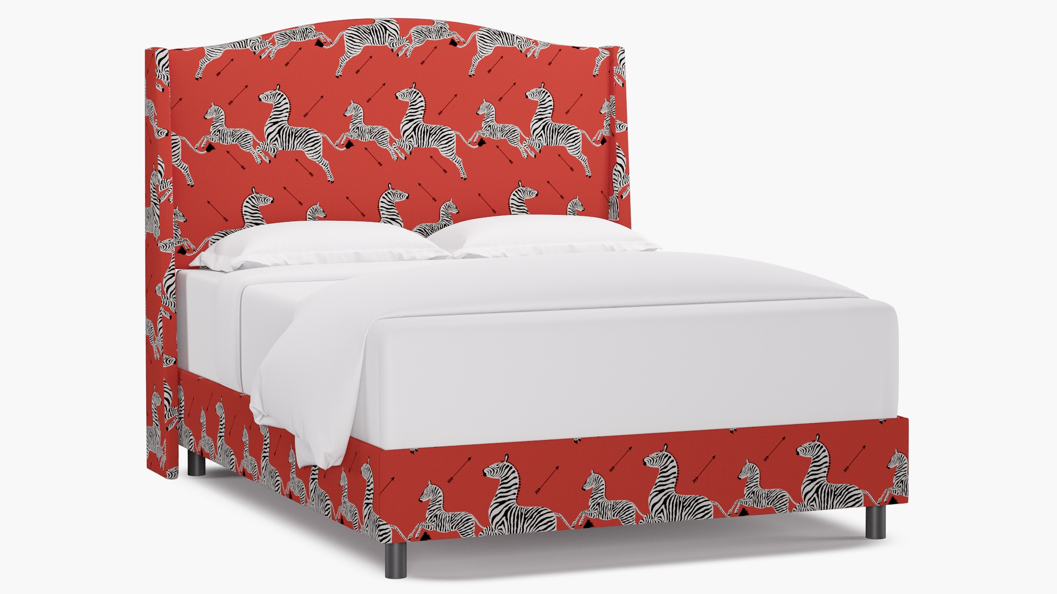 Classic Wingback Bed, Coral Zebra, Queen - Image 0