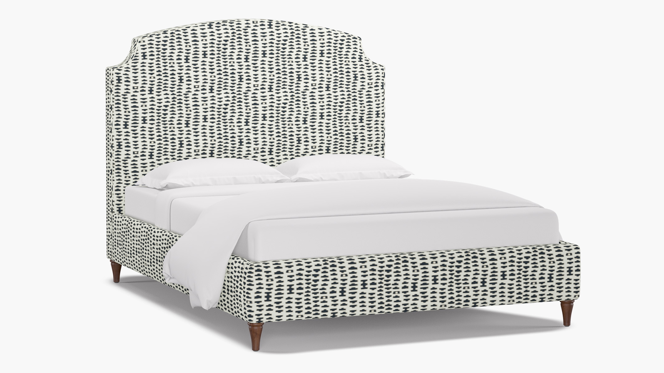 Cove Bed, Ivory Odalisque, Walnut Decorative Tapered Leg, King - Image 1