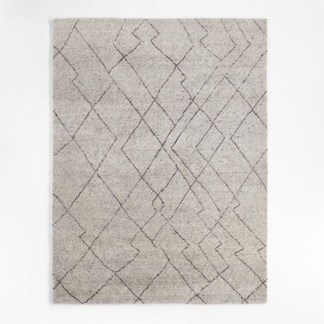 Tangier Wool Hand-Knotted Grey Moroccan Area Rug 6'x9' - Image 0