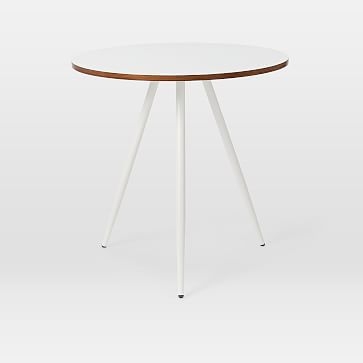 Wren Bistro Table, Round, 30", White Laminate, Walnut Edge - Image 1