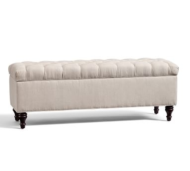 Lorraine Upholstered Tufted Storage Bench, Chenille Basketweave Charcoal - Image 5