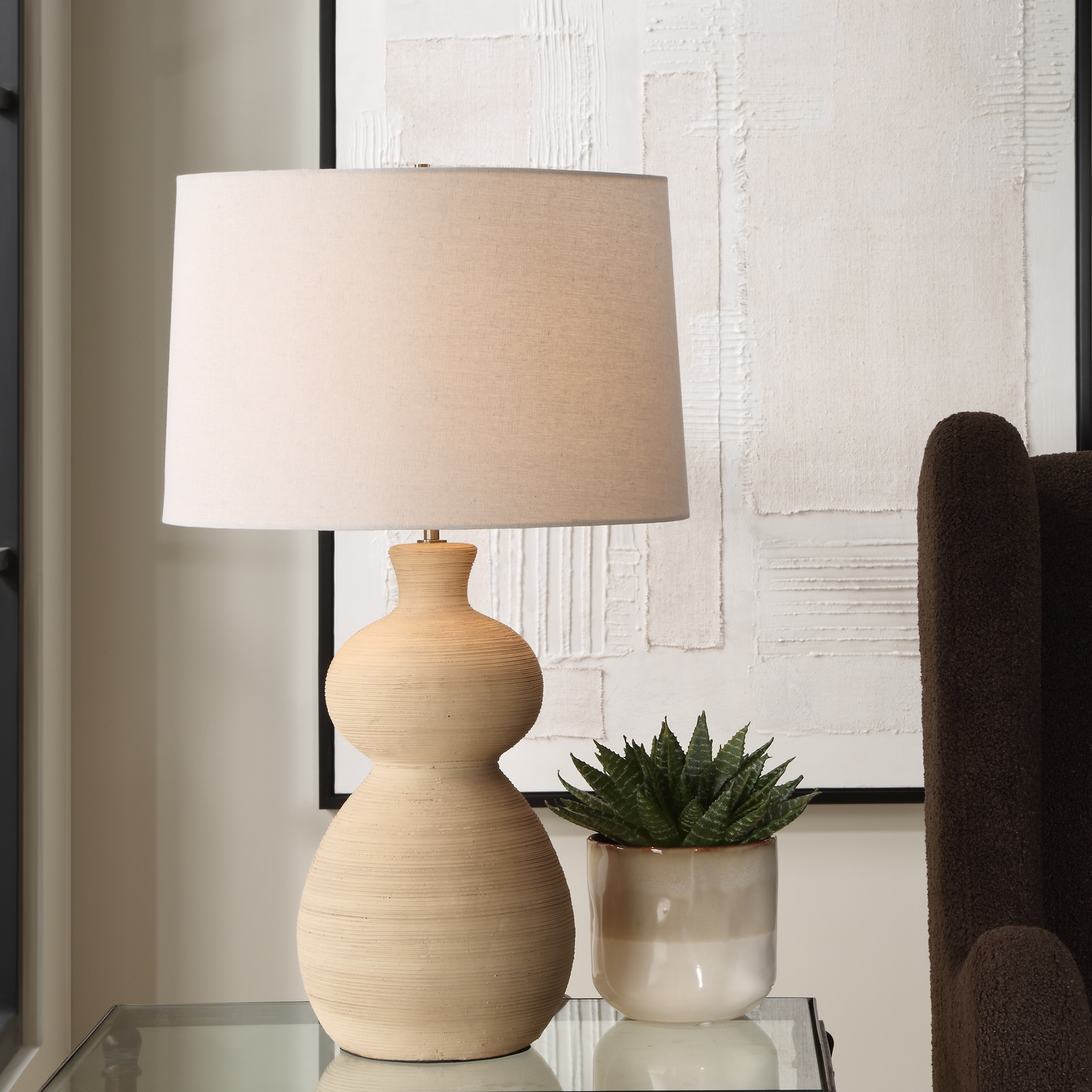Pueblo Fired Clay Table Lamp - Image 1