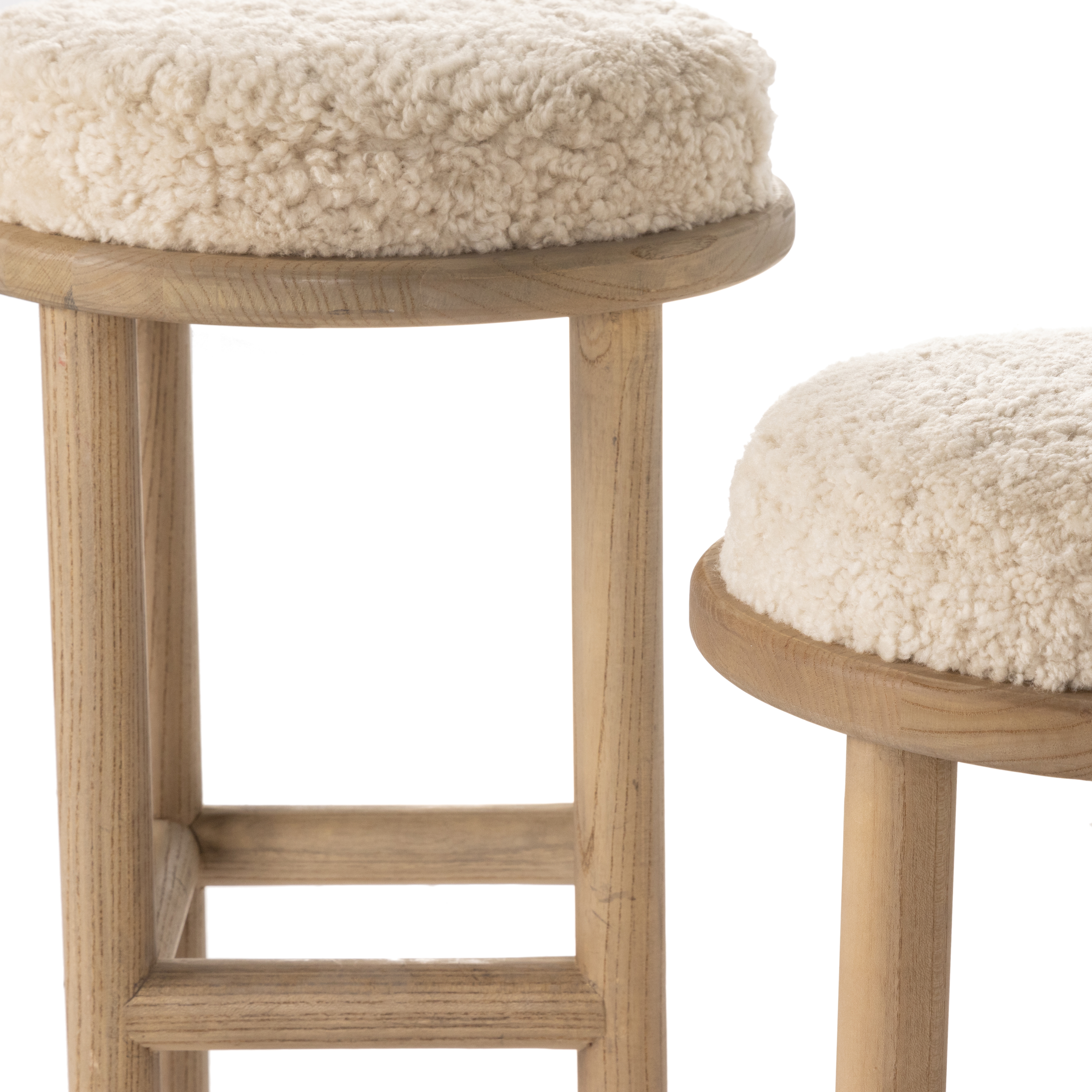 Saldino Bar + Counter Stool - Beige Shearling - Image 10