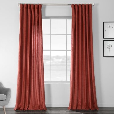 Designer Chambray Textured Solid Room Darkening Rod Pocket Single Curtain Panel - Image 0