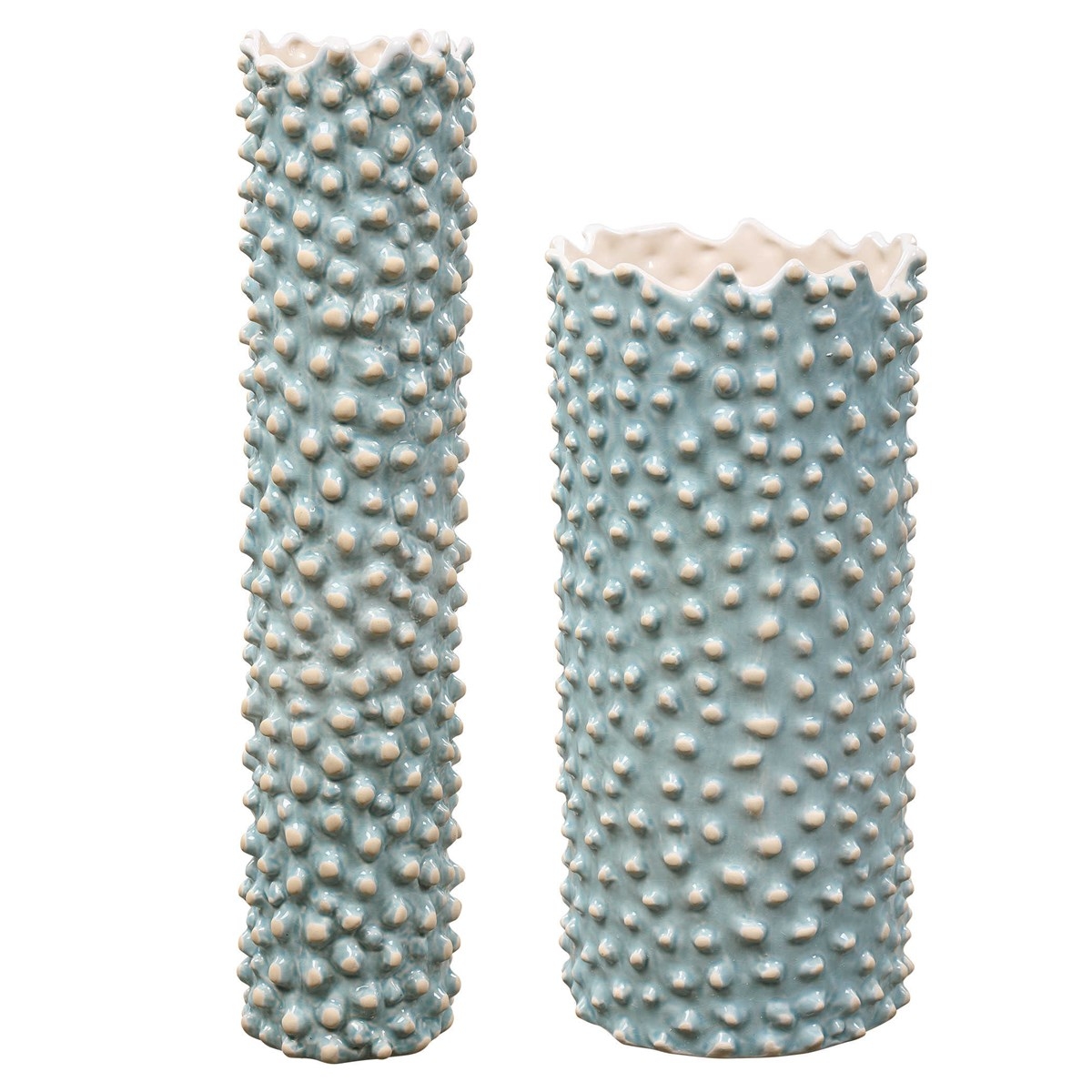 Ciji Aqua Ceramic Vases, Set of 2 - Image 0