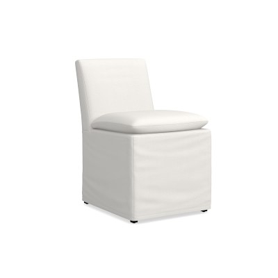 Laguna Slipcovered Dining Side Chair, Standard Cushion, Belgian Linen, Indigo - Image 2