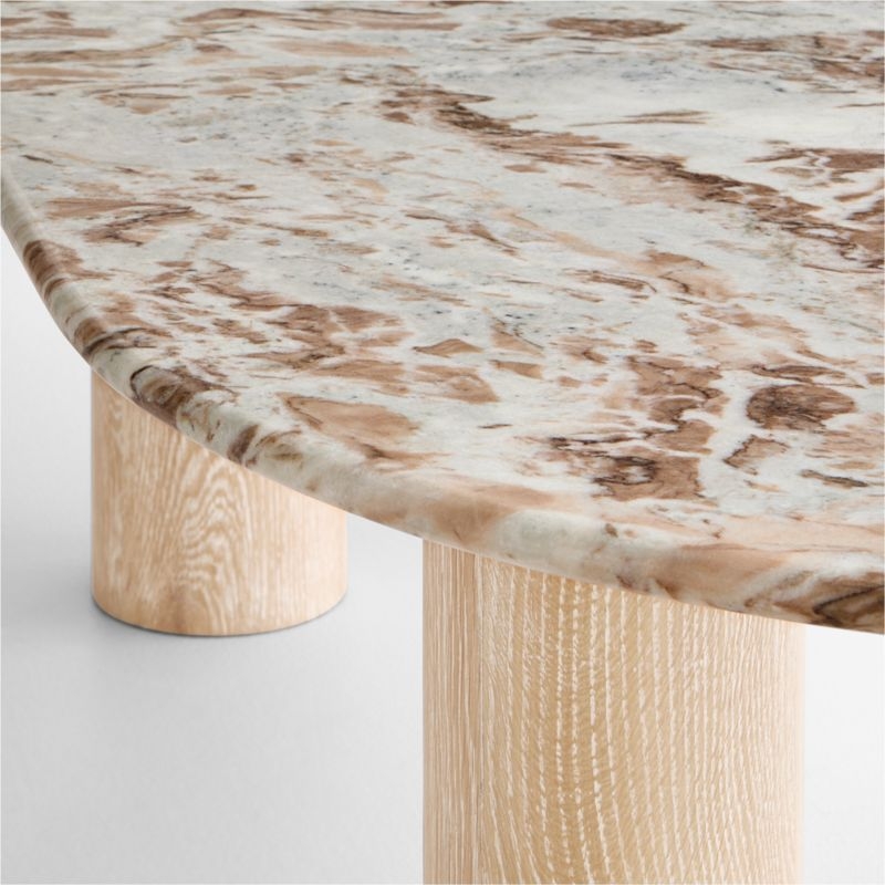 Homage Marble and White Oak Wood 60" Oval Coffee Table - Image 1