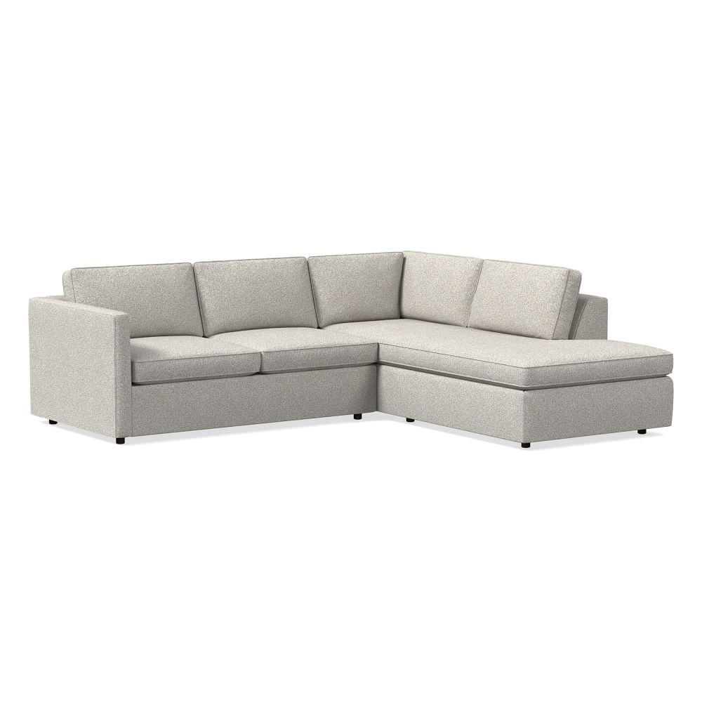 Harris Sectional Set 09: LA 65" Sofa, RA Terminal Chaise, Poly , Chenille Tweed, Storm Gray, Concealed Supports - Image 0