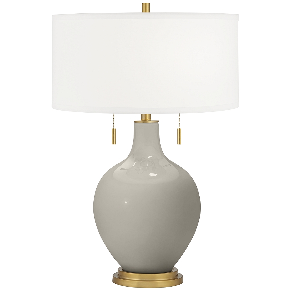 Color Plus Toby Brass 28" Modern Glass Requisite Gray Table Lamp - Image 0