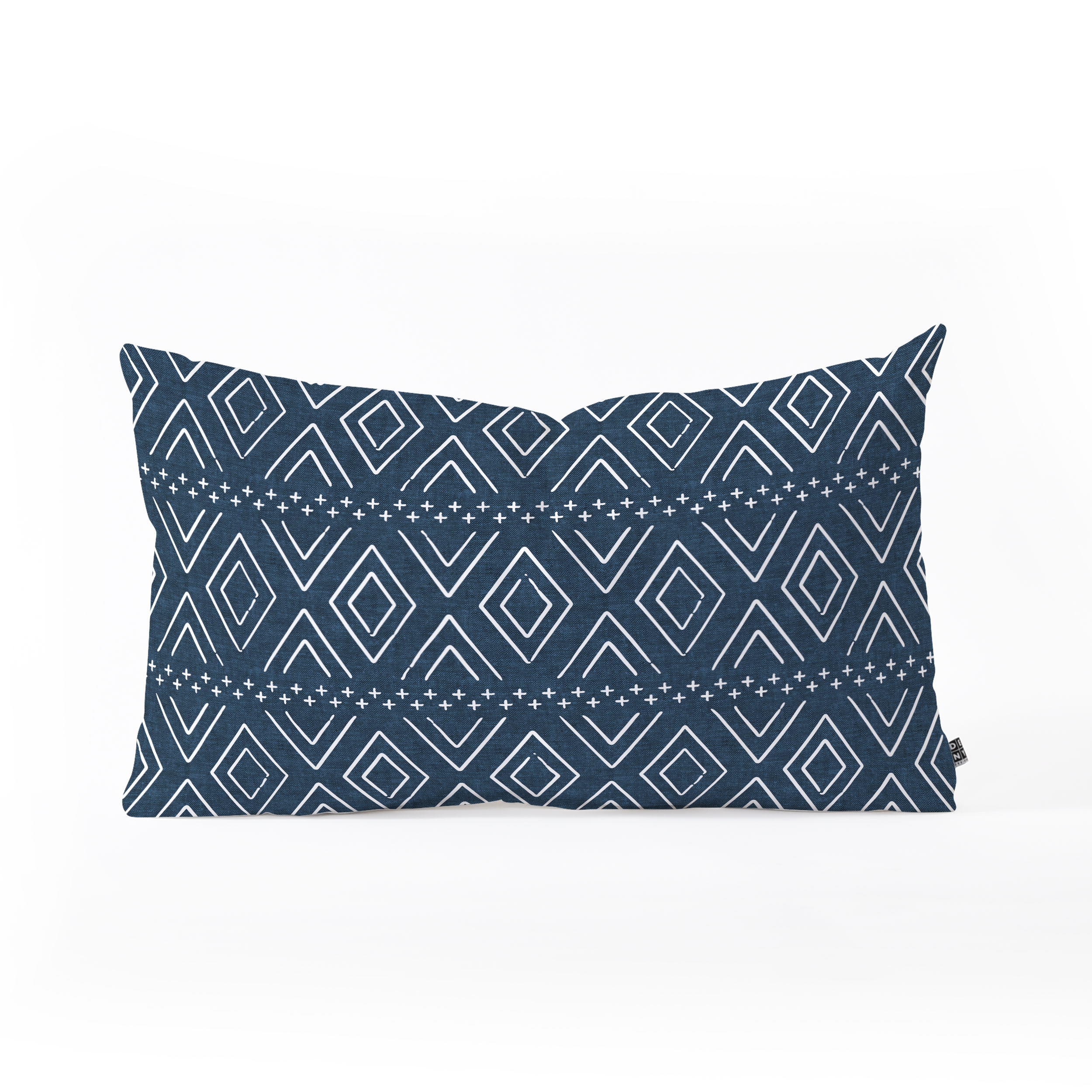 Farmhouse Diamonds Navy by Little Arrow Design Co - Oblong Throw Pillow 26" x 16" - Image 0