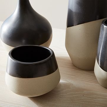 Half Dipped Stoneware Vase, Slate, Large Bulb, 9.6" - Image 2