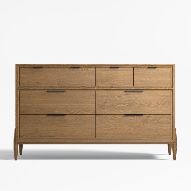 Bodie 54" Flax Brown Wood Wide 8-Drawer Kids Dresser - Image 0