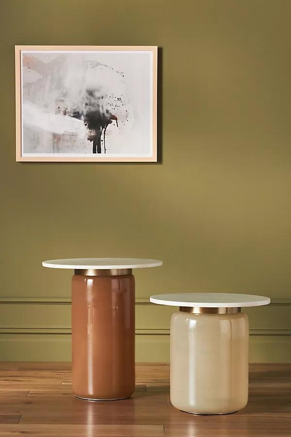 Infinity Marble-Top Glass Side Table - Image 1