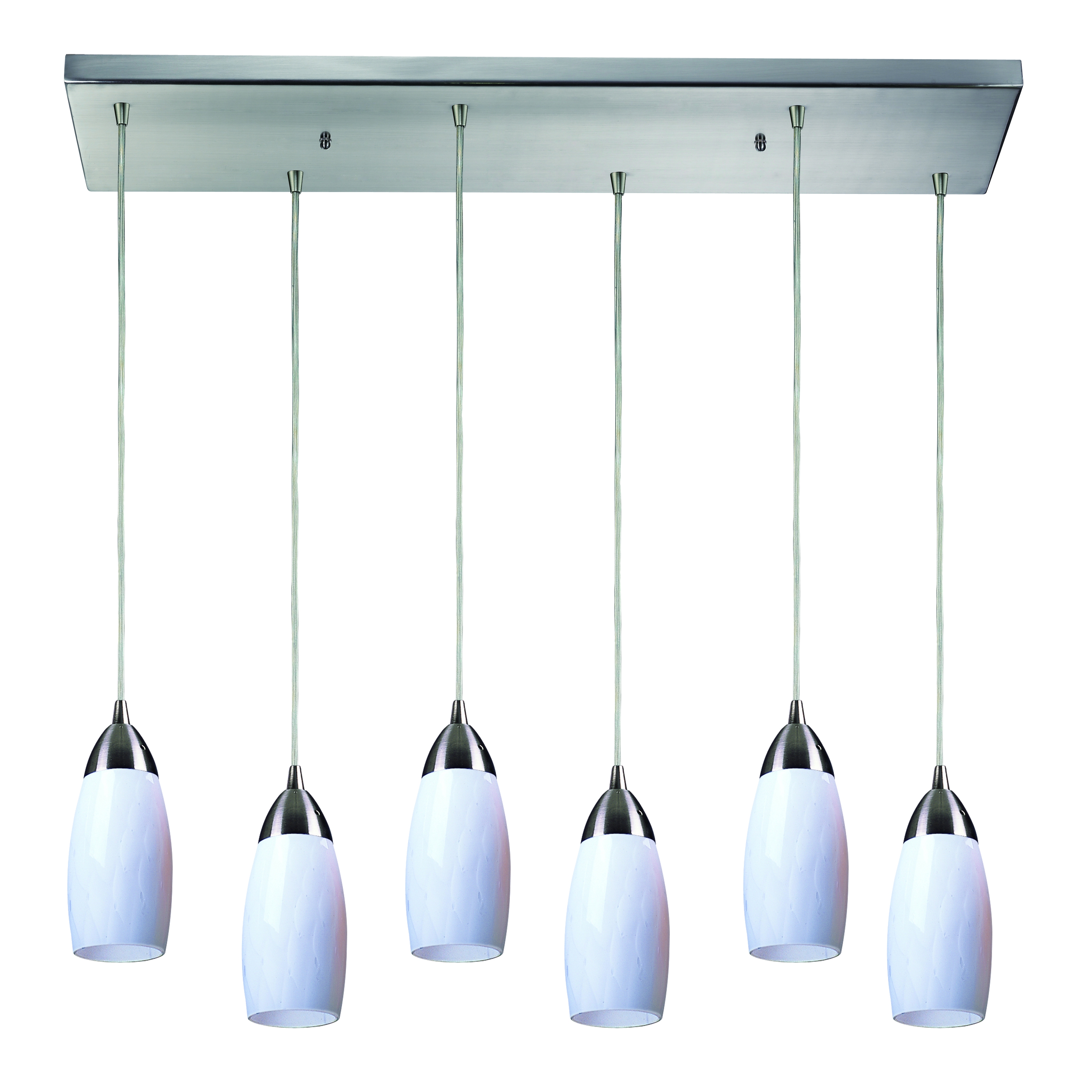 Milan 30'' Wide 6-Light Pendant - Satin Nickel with Simple White Glass - Image 0