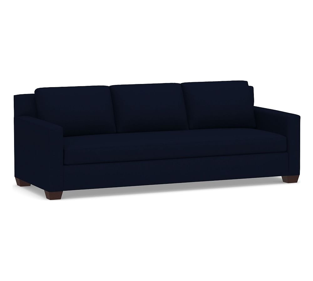 York Square Arm Upholstered Grand Sofa 95.5" 3x1, Down Blend Wrapped Cushions, Performance Everydaylinen(TM) Navy - Image 0