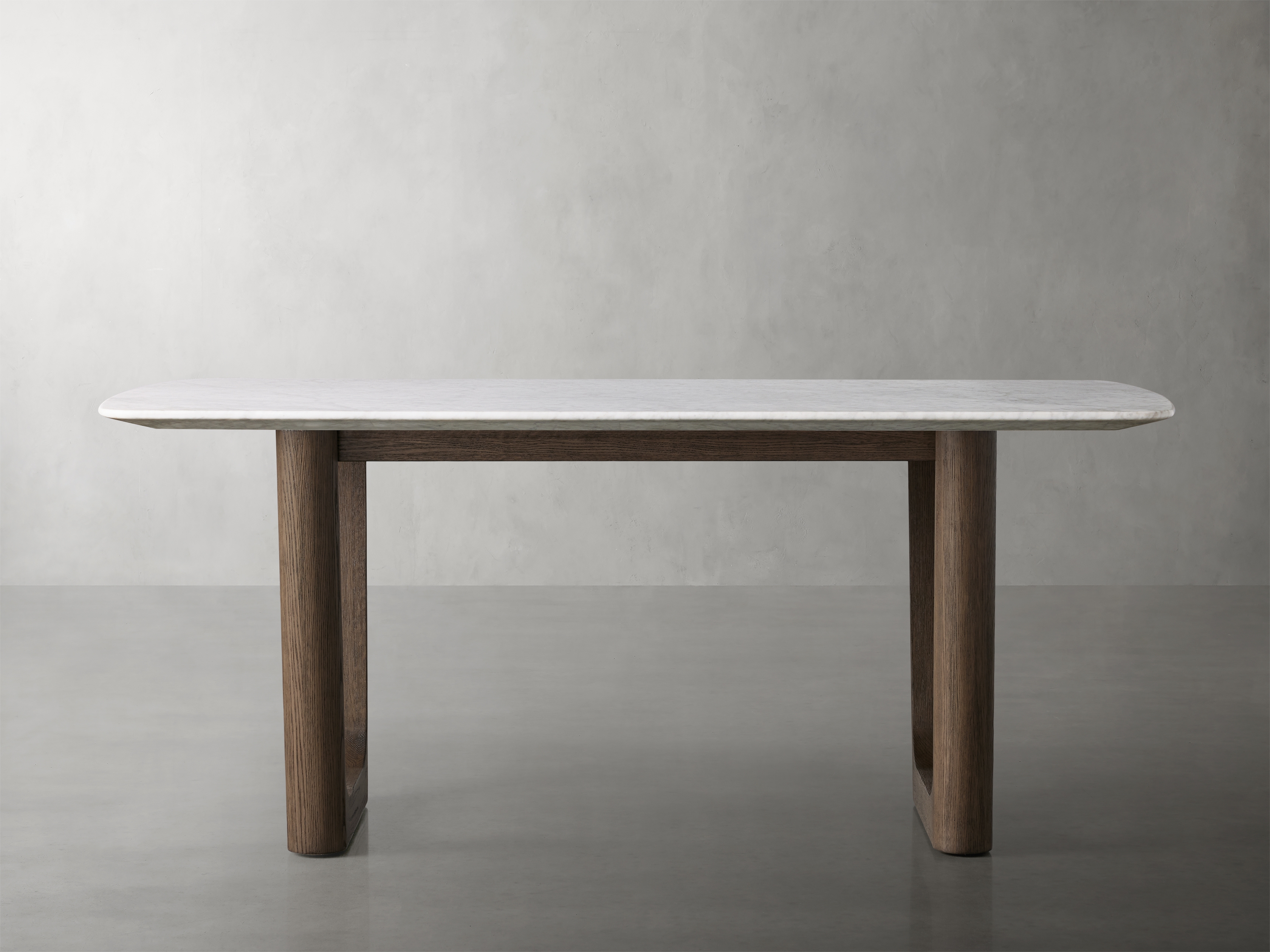 Saint Germain Dining Table with Rennes Base Stone 72" in White  Carrara/Chestnut - Image 0