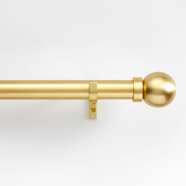Brass 1.5" Standard Curtain Rod and Large Round End Cap Finials Set 48"-88" - Image 0