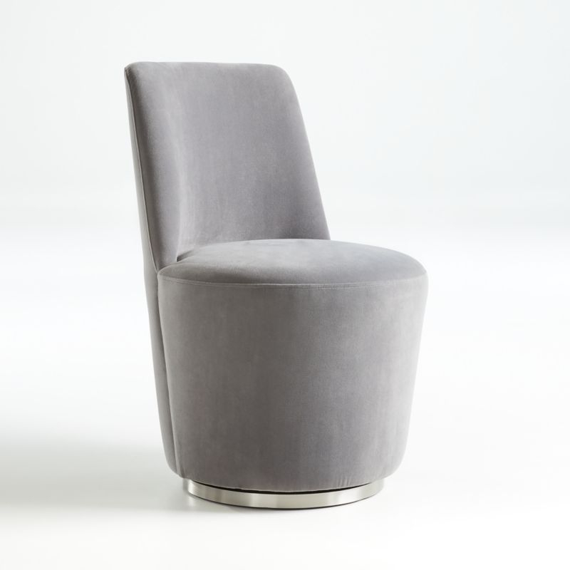 Ofelia Slate Grey Velvet Swivel Dining Chair - Image 3
