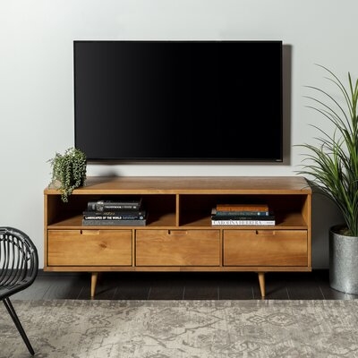 Sadie Solid Wood TV Stand for TVs up to 65", Caramel - Image 1