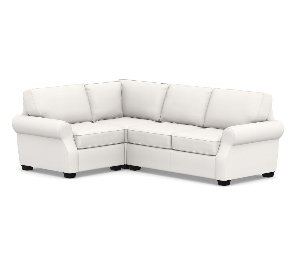 SoMa Fremont Roll Arm Upholstered Right Arm 3-Piece Corner Sectional, Polyester Wrapped Cushions, Sunbrella(R) Performance Slub Tweed White - Image 0