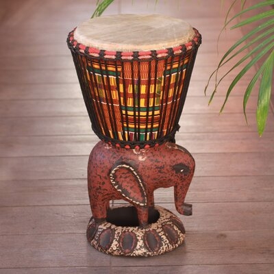 Elephant Wood Djembe Drum Sculpture - Image 0