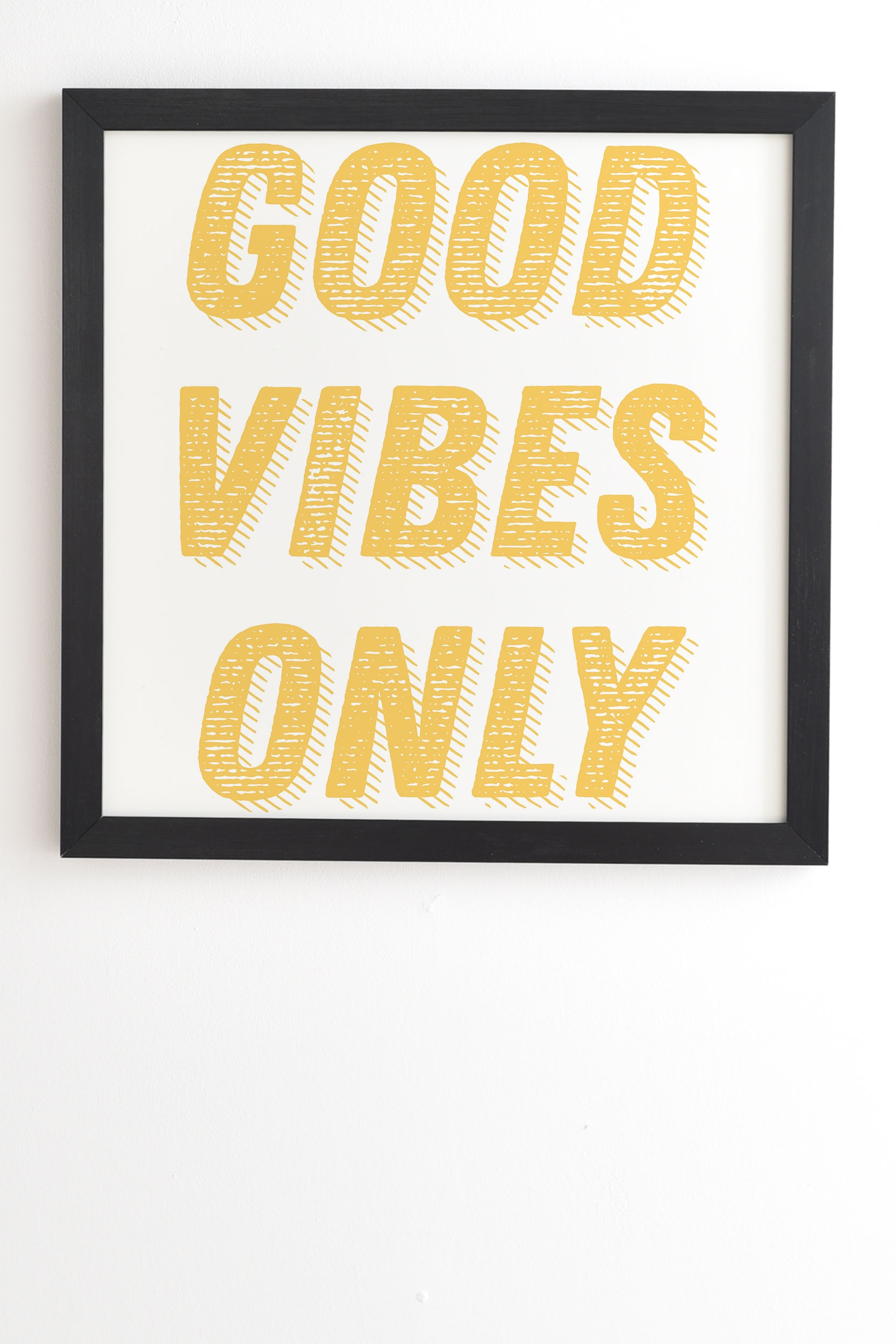 Good Vibes Only Bold Typograph by June Journal - Framed Wall Art Basic Black 8" x 9.5" - Image 1