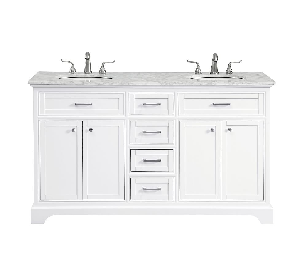 White Warner Double Sink Vanity, 60" - Image 0