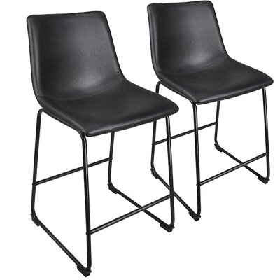 24 Inches Bar Height Bar Stools, Metal Bar Stool With Back, Set Of 2, Carbon Fiber Bar Chair With Metal Legs - Image 0