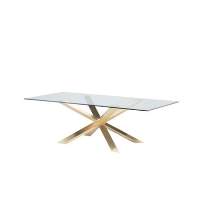 Rectangle Tempered Glass Dining Table With Metal Base - Image 0