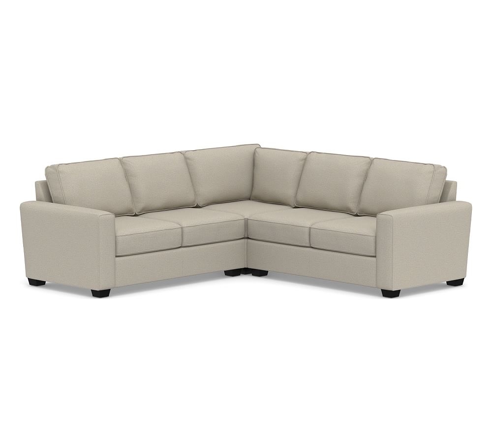 SoMa Fremont Square Arm Upholstered 3-Piece L-Shaped Corner Sectional, Polyester Wrapped Cushions, Performance Boucle Fog - Image 0