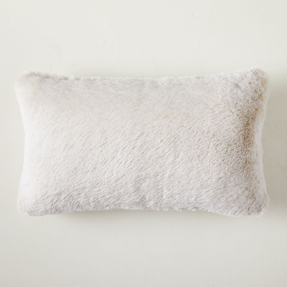 Faux Fur Chinchilla Pillow Cover, 12"x21", White - Image 0