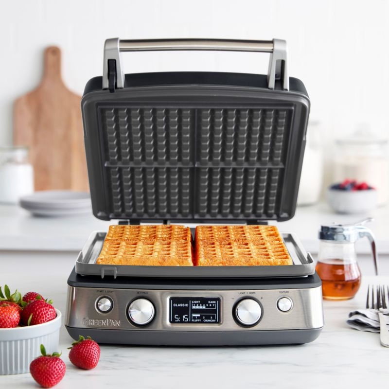 GreenPan™ Elite 4-Square Waffle Maker in Graphite - Image 4