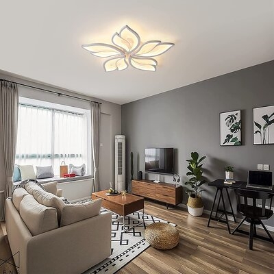 Modern Ceiling Light,23.6 Dimmable Led Chandelier Flush Mount Ceiling Lights,remote Control Acrylic Leaf Ceiling Lamp Fixture For Living Room Dining Room Bedroom 60w" - Image 0