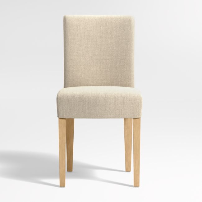 Lowe Taupe Upholstered Dining Chair with Natural Wood Legs - Image 0