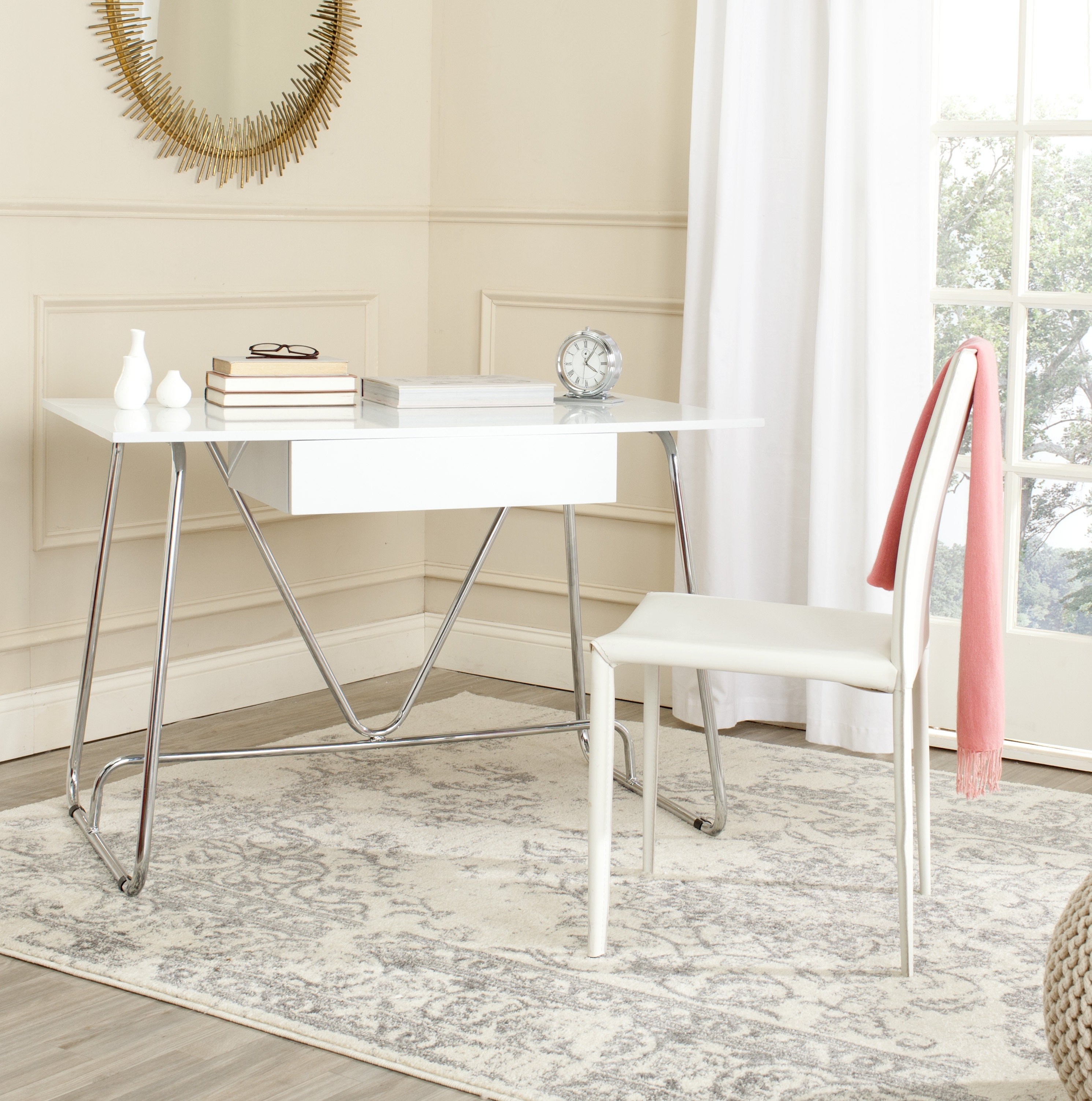 Malloy Desk - White/Chrome - Safavieh - Image 2
