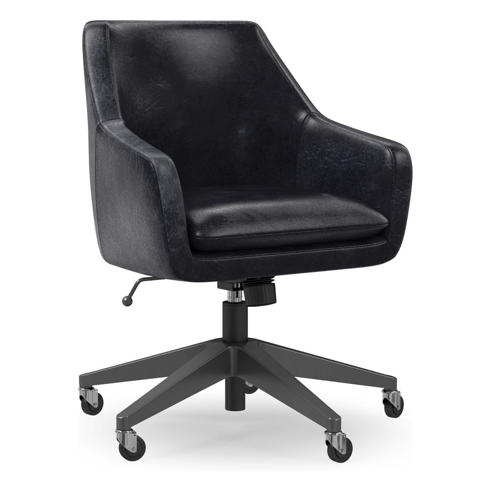 We Helvetica Collection Dark Bronze Office Chair Bowie Sierra Leather Licorice - Image 0