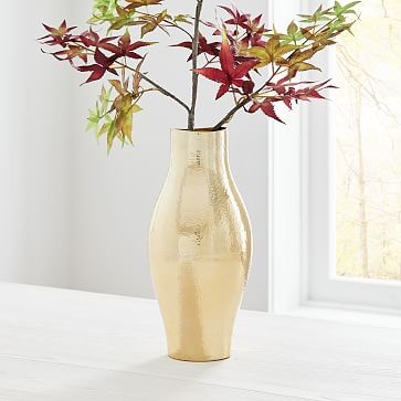 Hammered Metal Curvy Vase, Brass - Image 0