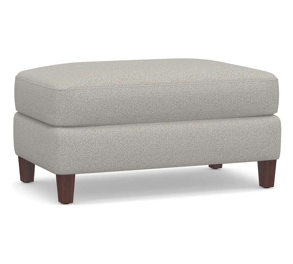 SoMa Ember Upholstered Ottoman, Polyester Wrapped Cushions, Performance Boucle Pebble - Image 0