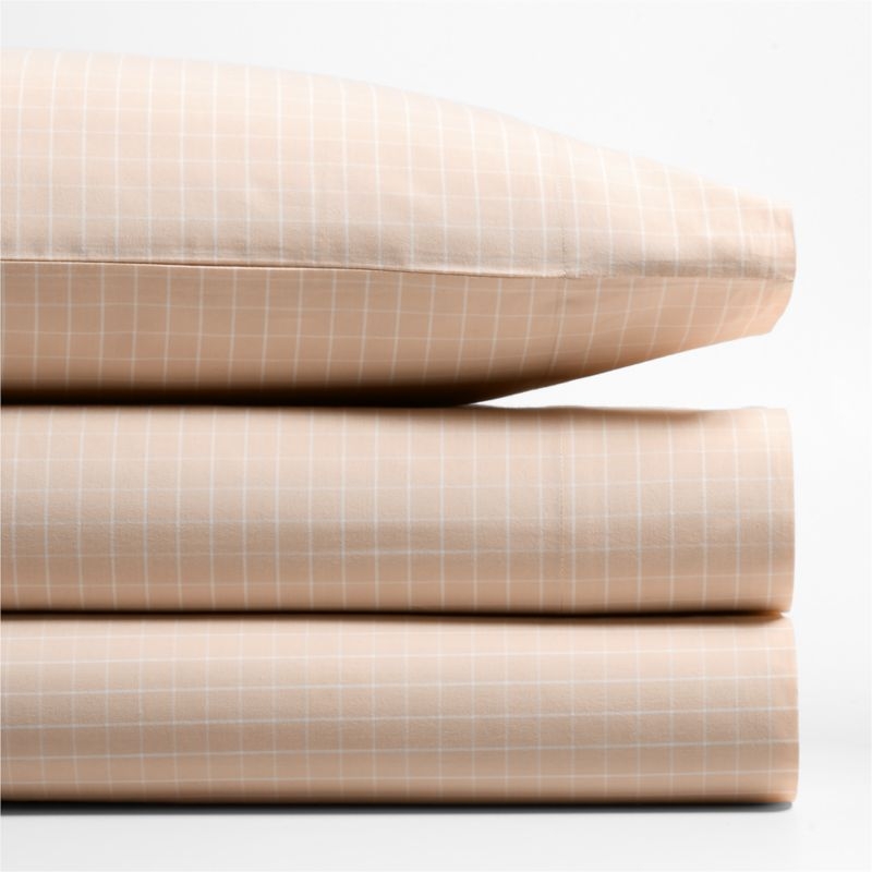 Stax Mini Grid Elegant Pink Yarn-Dyed Organic Cotton Kids Twin Sheet Set - Image 3