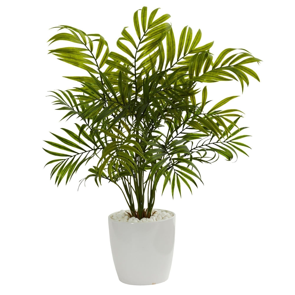 Faux Palms, White Planter, Set of 2 - Image 1