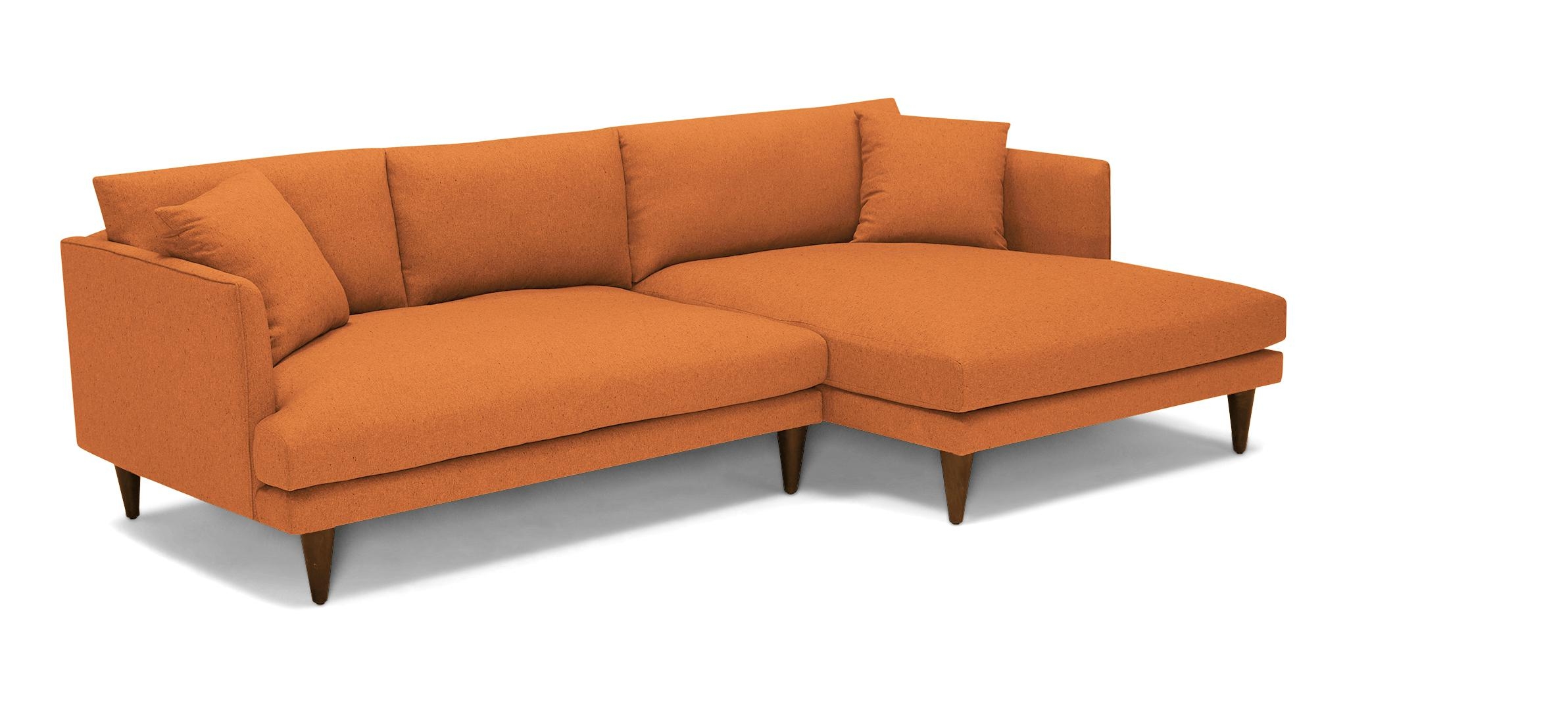 Orange Lewis Mid Century Modern Sectional - Vibe Sunkist - Mocha - Right - Cone - Image 1