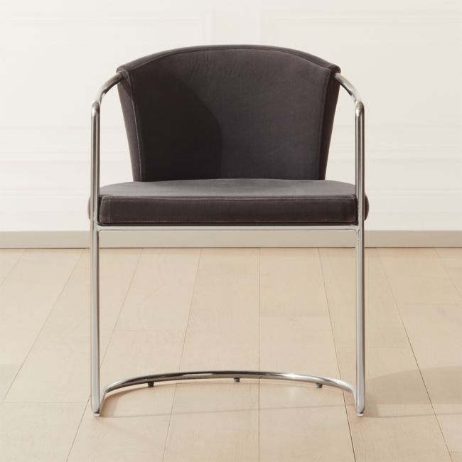 Cleo Grey Velvet Cantilever Chair - Image 0