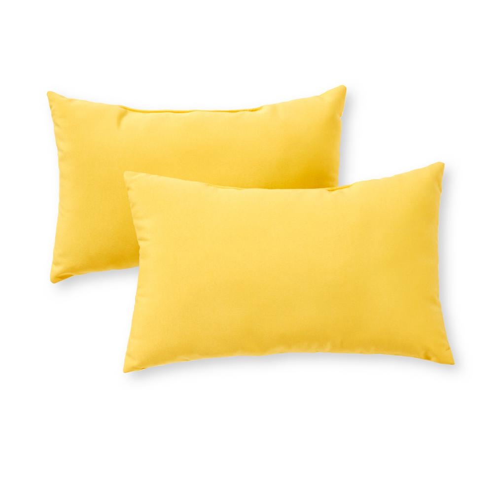 Greendale Home Fashions Solid Sunbeam Yellow Lumbar Outdoor Throw Pillow (2-Pack) - Image 0